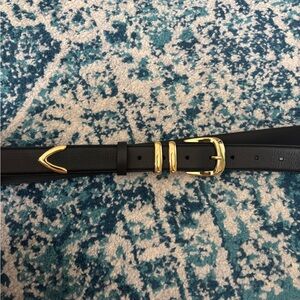 Favorite Daughter Jordan Belt Black Leather with Gold Buckle XL